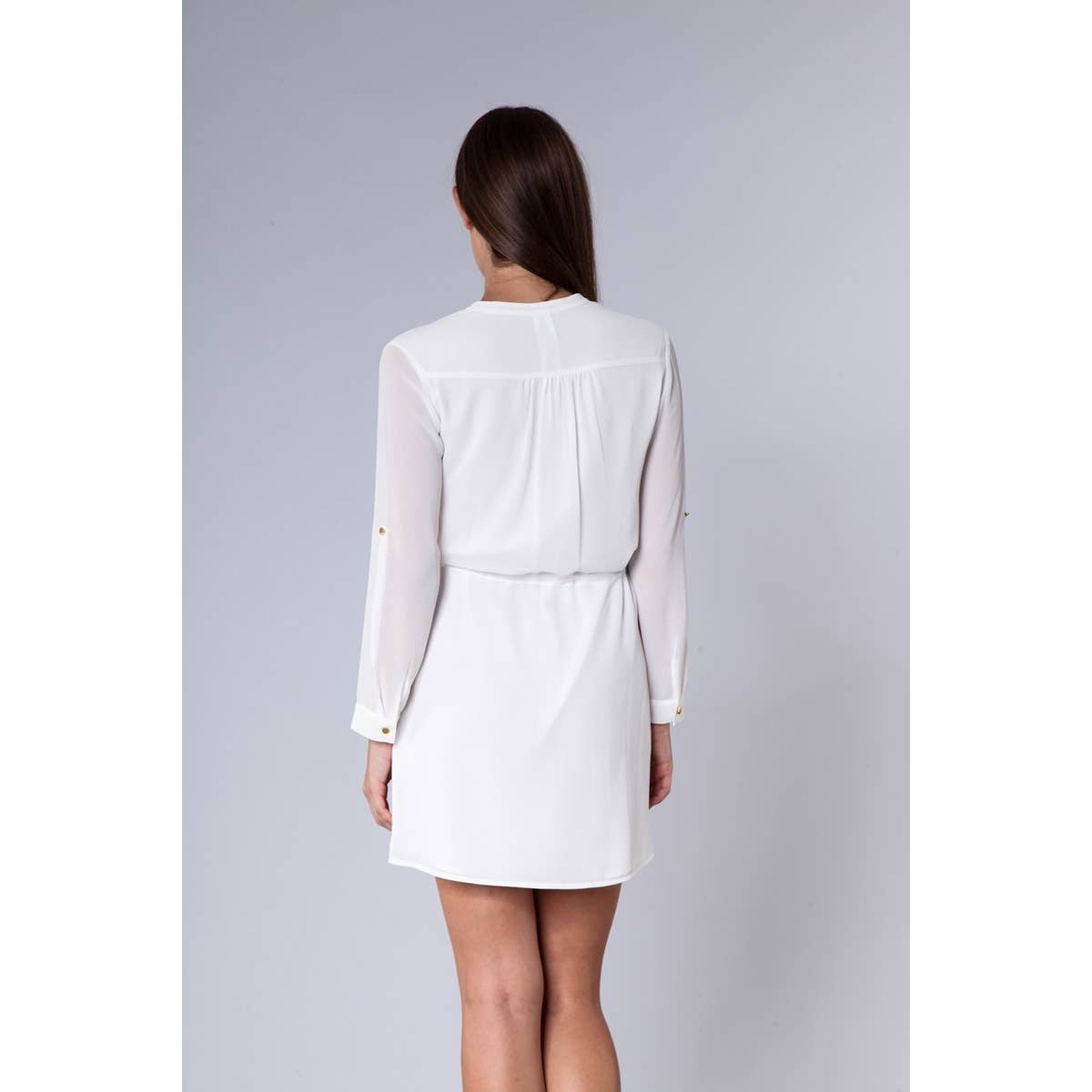 Drawstring Waist Long Sleeve Casual Dress