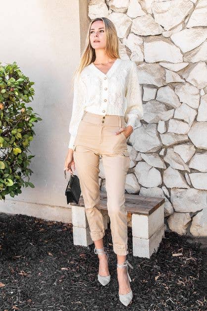 White Button-Front Chunky Cardigan