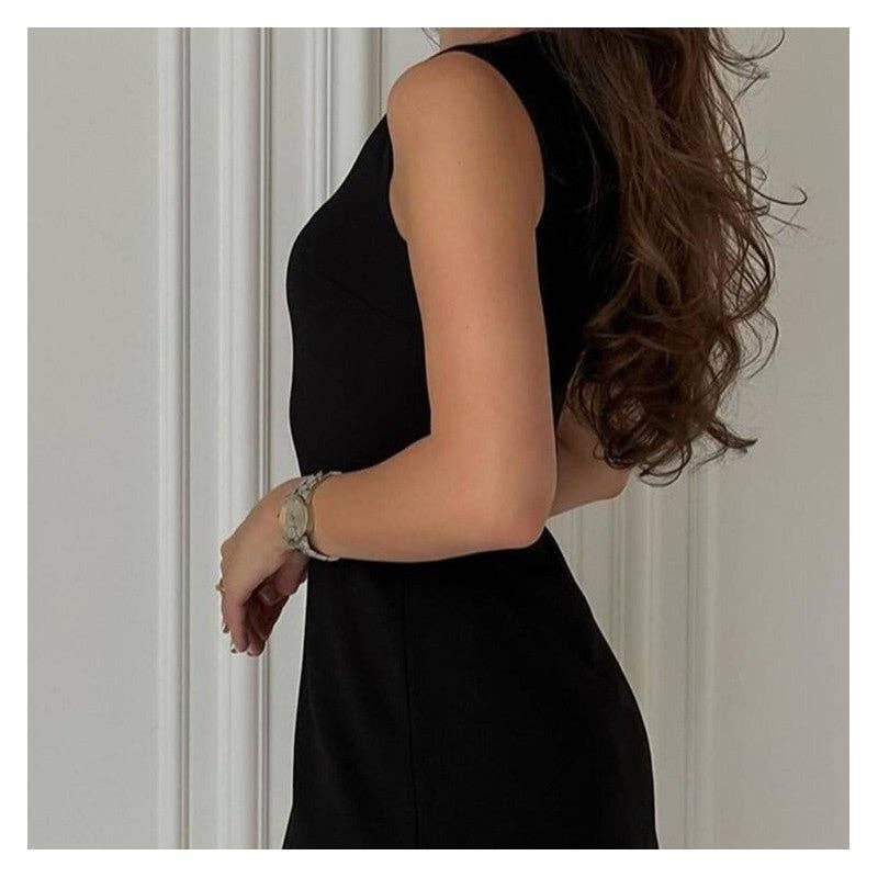 Patchwork Pleated Sleeveless Top Dress