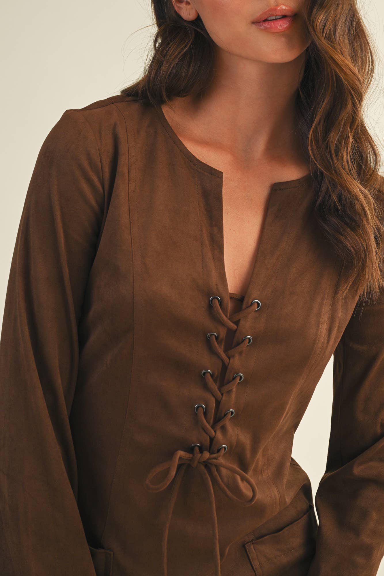 SUEDE LACE UP MINI DRESS