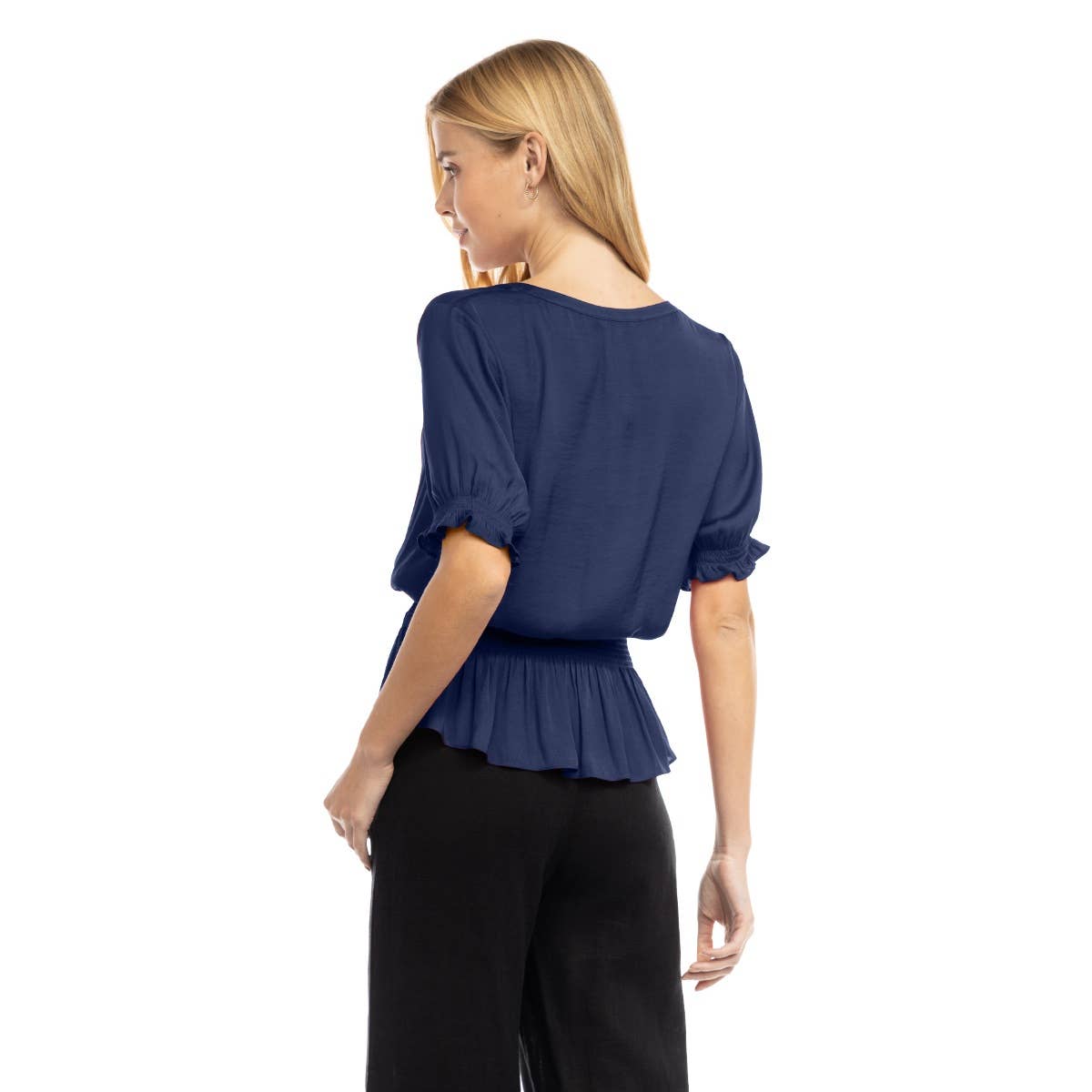 Smocked Short Sleeve Blouse