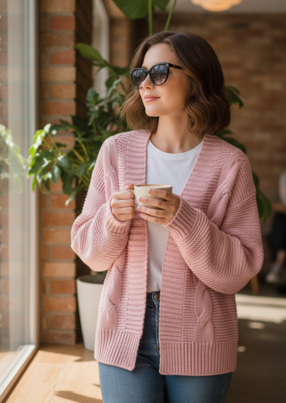 Loose Fit Solid Color Chunky Knit Cardigan