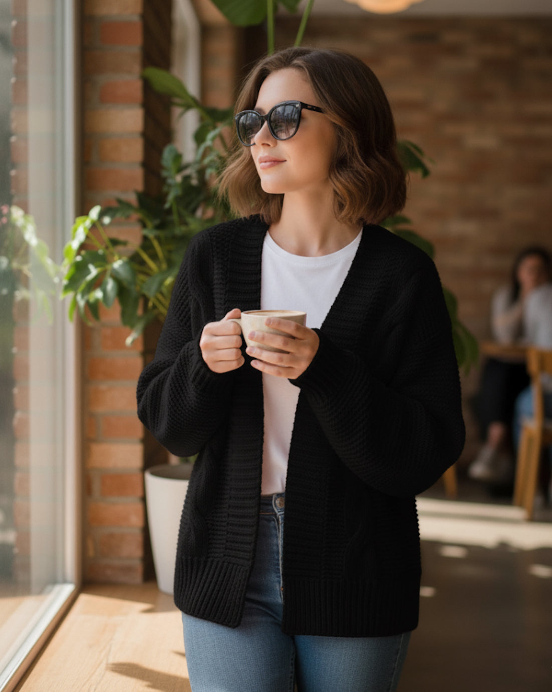 Loose Fit Solid Color Chunky Knit Cardigan