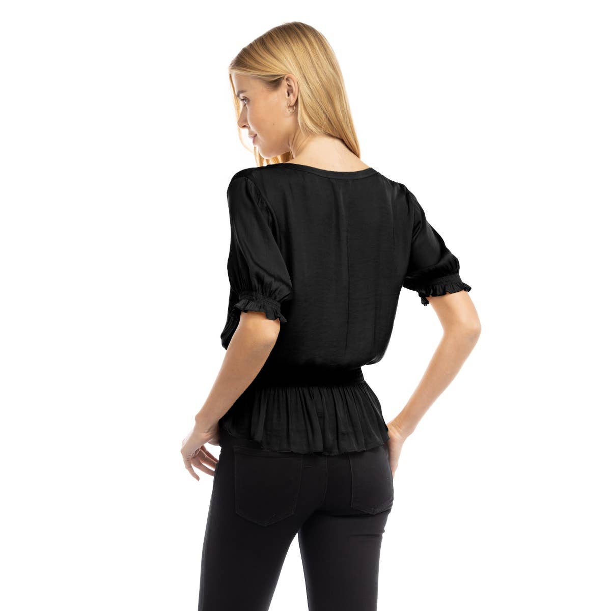 Smocked Short Sleeve Blouse