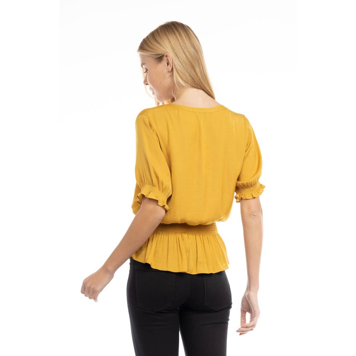 Smocked Short Sleeve Blouse